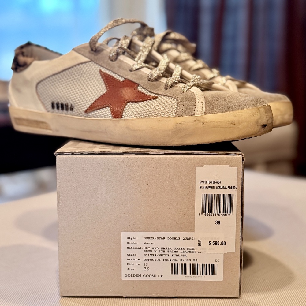 GOLDEN GOOSE | Super-Star with Leopard Print Calf Hair Heel + Burnt Orange Star - Picture 3 of 14